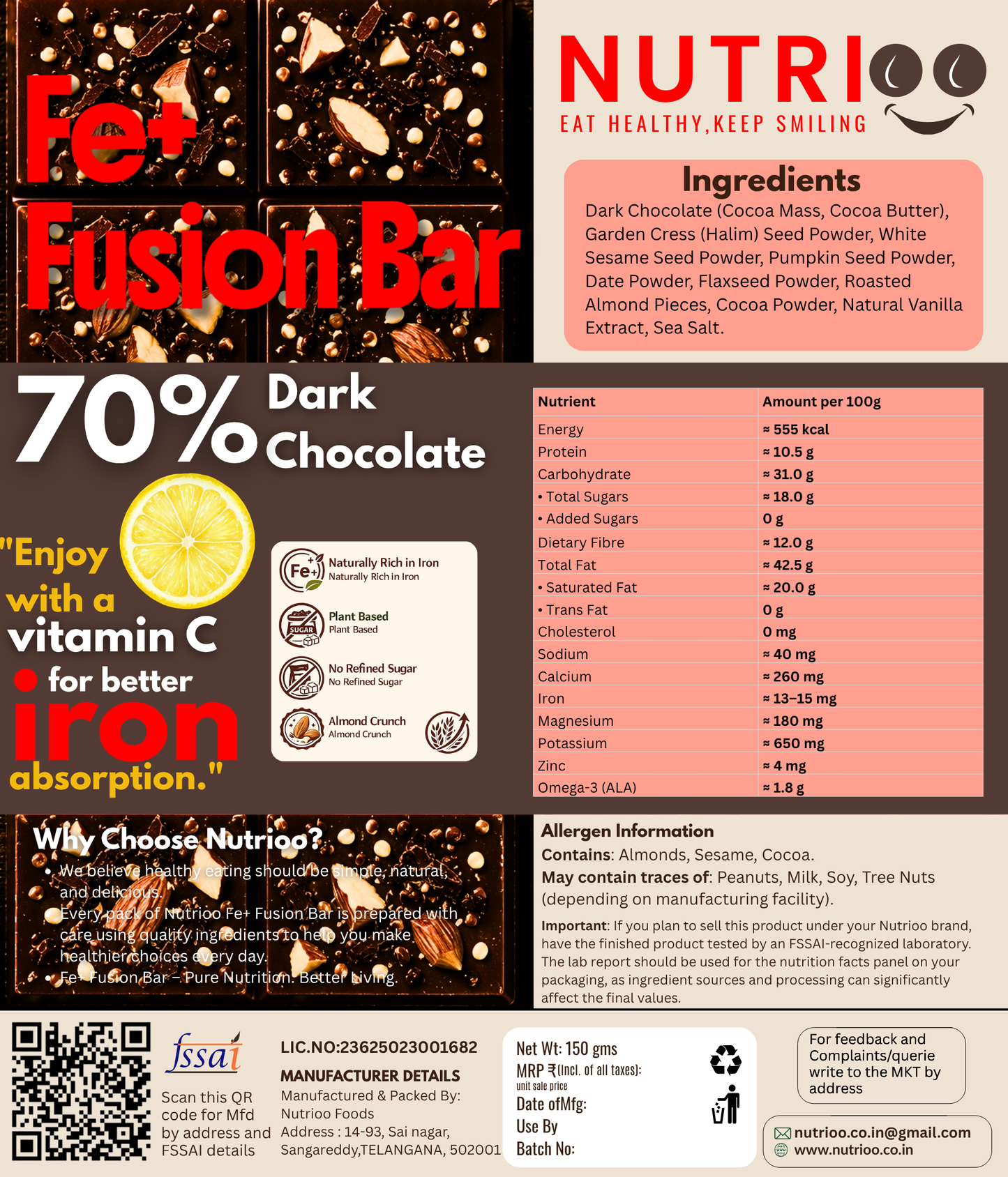 Fe+ Fusion Bar 100g